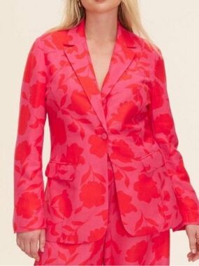 KATE SPADE X TARGET LINEN RED ROSE BLAZER SUIT JACKET XS